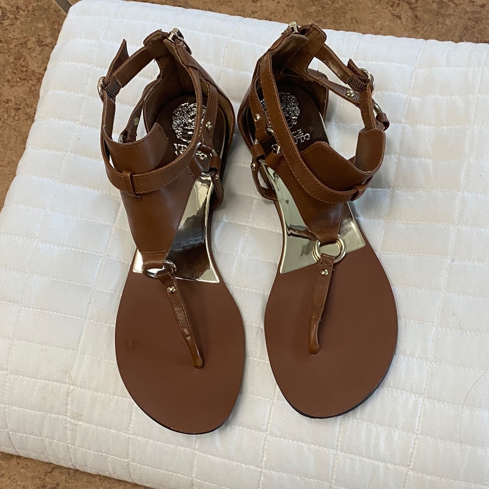 VP ARENTHA Elegant Brown Leather Sandals